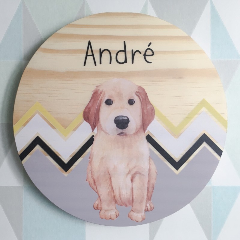 Placa ilustrada - Labrador Baby e Chevron