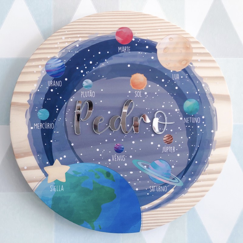 Placa ilustrada - Nome 3D - Planetas